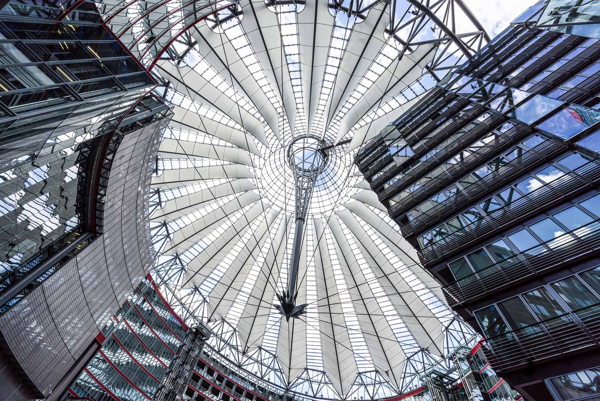 Sony Centre dome at Potsdamer Platz, Berlin, photographed from below by Studio Firin